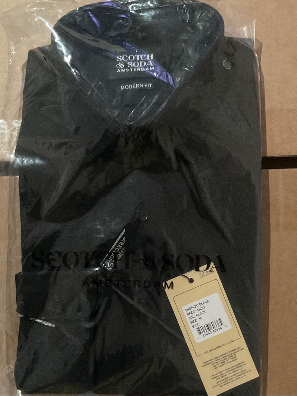 Scotch & Soda Black Modern Fit Button Down Dress Shirt 16-41